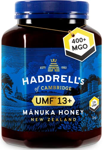 Haddrells Manuka Honig - 400+ MGO, 1000g - Premium Honig aus Neuseeland mit zertifiziertem Methylglyoxal Gehalt, laborgeprüft - Manukahonig von HADDRELLS OF CAMBRIDGE