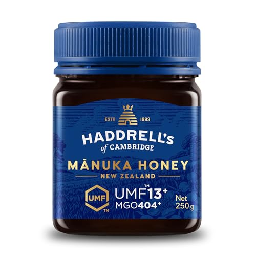 Haddrells Manuka Honig - 400+ MGO, 250g - Premium Honig aus Neuseeland mit zertifiziertem Methylglyoxal Gehalt, laborgeprüft - Manukahonig von HADDRELLS OF CAMBRIDGE