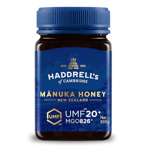 Haddrells Manuka Honig - MGO 800+ (UMF 20+), 500 g - Premium Honig aus Neuseeland mit zertifiziertem Methylglyoxal Gehalt, laborgeprüft - manukahonig von HADDRELLS OF CAMBRIDGE