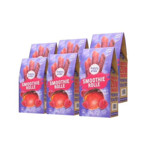 Bio Smoothierollen Vorteilspaket 6 Stück einer Sorte - Frucht Snack aus 100% Frucht: zur AUSWAHL Apfel, Erdbeere, Himbeere, schwarze Johannisbeere (Himbeere) von HÄPPYSNÄX