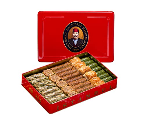 Hafiz Mustafa 1864 Istanbul Baklava Gebäckdose – Gebackene Baklava Dessertsnacks aus frischen Phyllo-Teigblättern, Pistazie, Haselnuss – Türkisches Süßigkeitentablett Geschenkideen für Geburtstag von HAFIZ MUSTAFA 1864 ISTANBUL