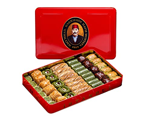 Hafiz Mustafa 1864 Istanbul Baklava Gebäckdose – Gebackene Baklava Dessertsnacks aus frischen Phyllo-Teigblättern, Pistazie, Haselnuss – Türkisches Süßigkeitentablett Geschenkideen für Geburtstag von HAFIZ MUSTAFA 1864 ISTANBUL