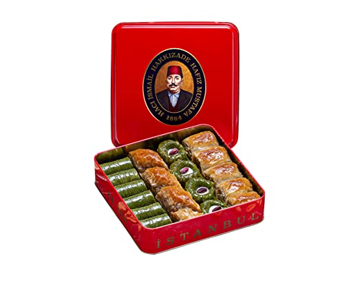 Hafiz Mustafa 1864 Istanbul Baklava Gebäckdose – Gebackene Baklava Dessertsnacks aus frischen Phyllo-Teigblättern, Pistazie, Haselnuss – Türkisches Süßigkeitentablett Geschenkideen für Geburtstag von HAFIZ MUSTAFA 1864 ISTANBUL