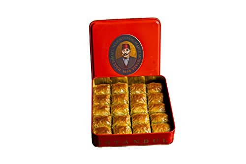 Hafiz Mustafa 1864 Istanbul Baklava Gebäckdose – Gebackene Baklava Dessertsnacks aus frischen Phyllo-Teigblättern, Pistazie, Haselnuss – Türkisches Süßigkeitentablett Geschenkideen für Geburtstag von HAFIZ MUSTAFA 1864 ISTANBUL