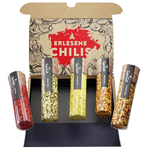 TIMBER TASTE® Scharfes Chili Gewürze Geschenkset für Männer & Frauen [BIS 700000 SCOVILLE] - 5 handverlesene Chilis - Vatertagsgeschenk für Papa Chili Gewürze - Tolle Vatertag Geschenkideen von Timber Taste