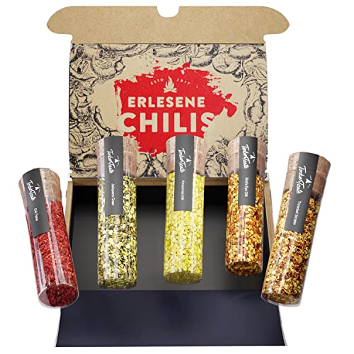 TIMBER TASTE® Scharfes Chili Gewürze Geschenkset für Männer & Frauen [BIS 700000 SCOVILLE] - 5 handverlesene Chilis - Chili Gewürze Set Geschenk zum Geburtstag- Besonderes Geschenk Set für Erwachsene von Timber Taste
