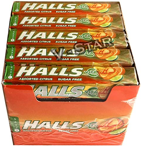 FULL BOX OF HALLS SUGAR FREE SWEETS 20 x 33g PER PACK (ASSORTED CITRUS) von HALLS