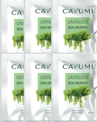 CAVUMI Sea Grapes, einzigartige Algen, Umibudo, Grüne Kaviar, Meerestraube erhältlich 60g dehydriert, ergibt ca. 300g Salat (3 x 20g) von CAVUMI