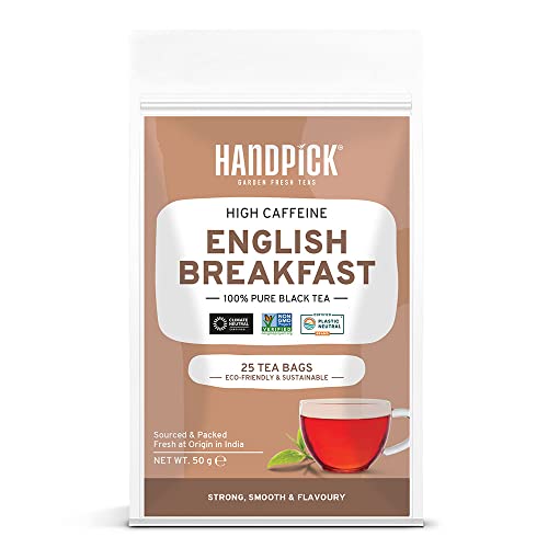 HANDPICK, Englisches Frühstück Schwarztee (25 Schwarzer Tee Beutel) Umweltbewusste Englischer Tee Beutel | Aufbrühen Schwarztee Frühstücks Tee/English Breakfast Tea & Kombucha Tee | Schwarzen Tee von HANDPICK