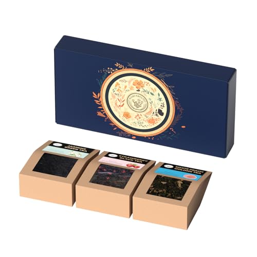 HANFANGLING Tee Geschenkbox, Weißer Pfirsich Oolong Tee, Jasmin Grüner Tee, Erdbeere Schwarzer Tee, Drei Früchteteemischungen, Schön Verpackt von HANFANGLING