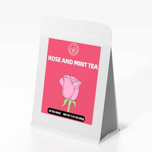 HANGFANGLING Rosen-Minze-Tee,Fördert Die Verdauung,Beruhigt und Entspannt,Lindert ängste,Hilft Beim Einschlafen,Erfrischt Den Atem,Hautpflege Und Schönheit,Geschenktee (20 Teebeutel) von HANFANGLING