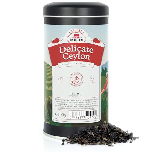 Hansefein Delicate Ceylon Schwarzer Tee TGFOP1 als tee geschenk oder tee set zum genießen perfektes tee geschenkset in der tee box Schwarztee mit Bergamotte (100g) von HANSEFEIN