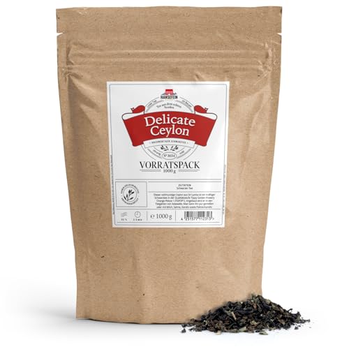 Hansefein Delicate Ceylon Schwarzer Tee TGFOP1 als tee geschenk oder tee set zum genießen perfektes tee geschenkset in der tee box Schwarztee mit Bergamotte (1000g) von HANSEFEIN