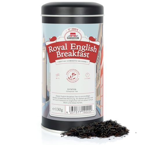 Hansefein Royal English Breakfast Schwarzer Tee Broken 130g in Aromadose Schwarztee als tee geschenk oder tee set zum genießen perfektes tee geschenkset in der tee box von HANSEFEIN
