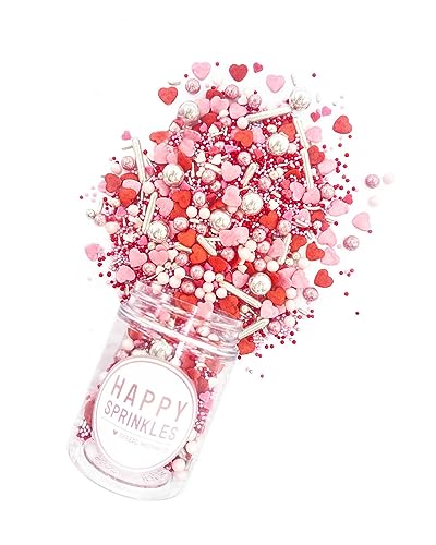 HAPPY SPRINKLES Be Mine | Bunter Streusel Mix Mit Schokolade Zum Dekorieren | Liebevolle Tortendeko | Für Kekse, Eis & Kuchen Geeignet (90 g) von HAPPY SPRINKLES