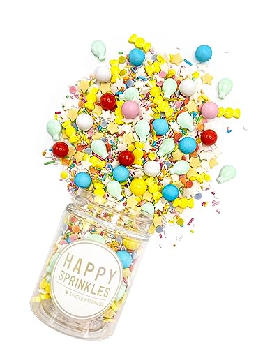 HAPPY SPRINKLES Birthday Parade 90g | Streusel Mix Mit Schokolade Zum Dekorieren | Ideale Tortendeko Am Geburstag | Für Kekse, Eis & Kuchen Geeignet von HAPPY SPRINKLES