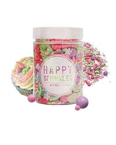 HAPPY SPRINKLES But First, Unicorns 90g | Bunter Streusel Mix Mit Schokolade Zum Dekorieren | Ideale Tortendeko | Für Kekse, Eis & Kuchen Geeignet von HAPPY SPRINKLES