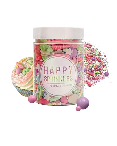 Happy Sprinkles But First, Unicorns 90g - Bunter Streusel Mix mit Schokolade zum Dekorieren - Einhorn Tortendeko Essbar - Deko für Kuchen, Kekse & Eis von HAPPY SPRINKLES