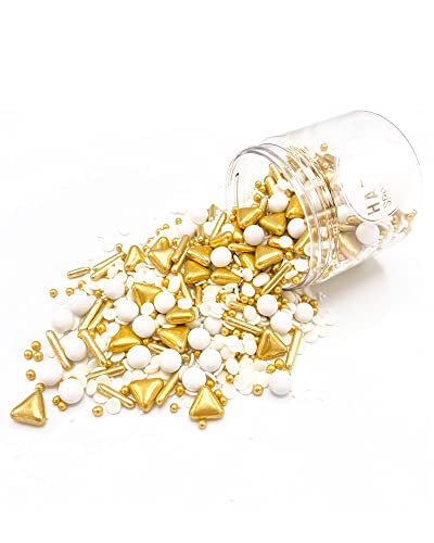 Happy Sprinkles Champagne Shower 90g | Eleganter Streusel Mix Mit Schokolade Zum Dekorieren | Ideale Tortendeko | Für Kekse, Eis & Kuchen Geeignet (90g) von HAPPY SPRINKLES