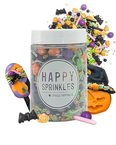 HAPPY SPRINKLES Creepin’ It Real 90g | Streusel Mix Mit Schokolade Zum Dekorieren | Ideale Halloween Tortendeko | Für Kekse, Eis & Kuchen Geeignet, Ungiftig von HAPPY SPRINKLES