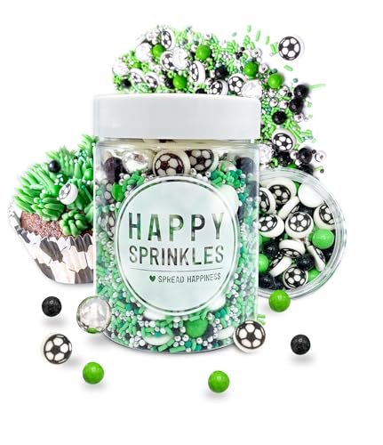 HAPPY SPRINKLES Football Champion 90g | Fußball Streusel Mix Mit Schokolade Zum Dekorieren | Ideale Tortendeko | Für Kekse, Eis & Kuchen Geeignet (90g) von HAPPY SPRINKLES