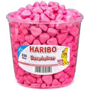 Haribo Herzbeben Schaumzucker-Herzen, 3er Pack (3 x 1.2 kg Dose) von HARIBO