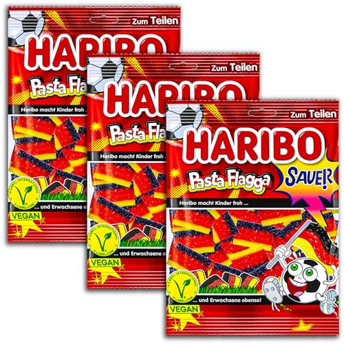 HARIBO 3 er Pack Pasta Flagga sauer vegan 3 x 160g von HARIBO