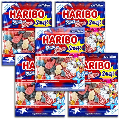 5 er Pack Haribo Stars and Stripes sauer 5 x 175g Saure Fruchtgummimischung 5 er Pack Haribo Stars and Stripes sauer 5 x 175g Saure Fruchtgummimischung von HARIBO