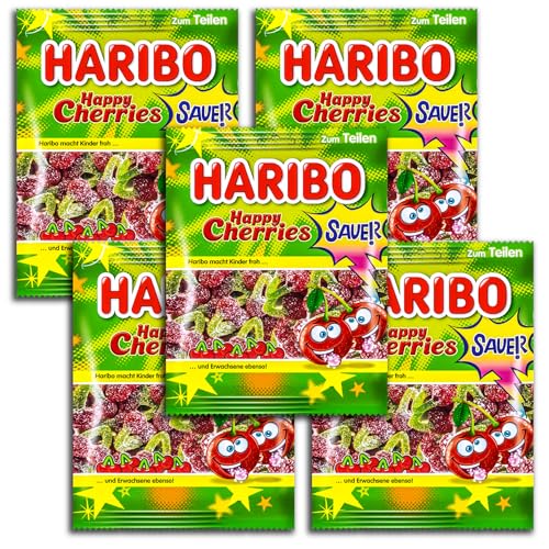 5 er Set Haribo Happy Cherries sauer 5 x 175g Saures Fruchtgummi mit Kirschgeschmack 5 er Set Haribo Happy Cherries sauer 5 x 175g Saures Fruchtgummi mit Kirschgeschmack von HARIBO