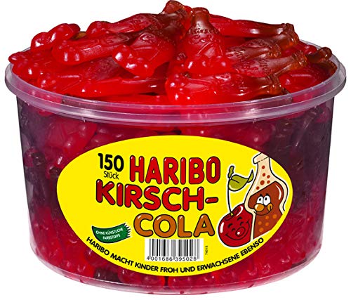 HARIBO Fruchtgummi, 150 Stück, KIRSCH-COLA, Klarsichtdose (1.350 g), Sie erhalten 1 Packung á 150 von HARIBO