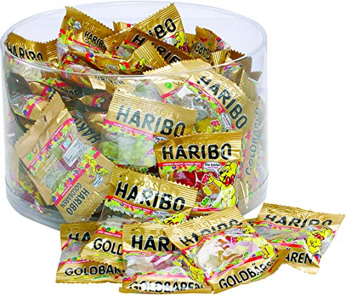 HARIBO Fruchtgummi GOLDBÄREN, Minibeutel, Klarsichtdose, 100 x 10 g (1 kg) von HARIBO