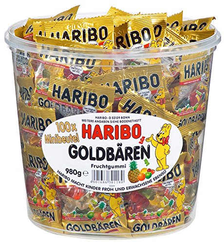 HARIBO Goldbären Dose, 2 x 100 Minibeutel, (2 x 980g) von HARIBO