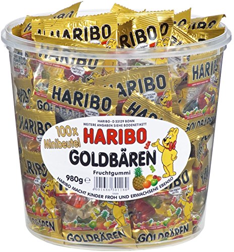 HARIBO Goldbären Dose, 2 x 100 Minibeutel, (2 x 980g) von HARIBO