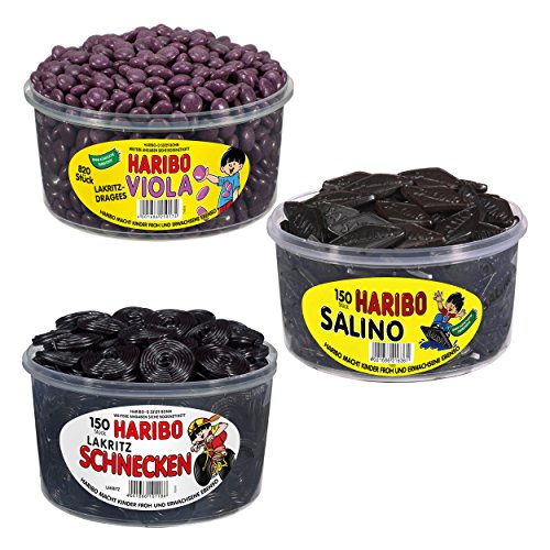 HARIBO Lakritz Probierset-1, 3 Dosen: Salino, Schnecken, Viola HARIBO Lakritz Probierset-1, 3 Dosen: Salino, Schnecken, Viola von HARIBO