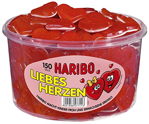 Haribo Liebesherzen Runddose 150 Stück 1200g Haribo Liebesherzen Runddose 150 Stück 1200g von HARIBO