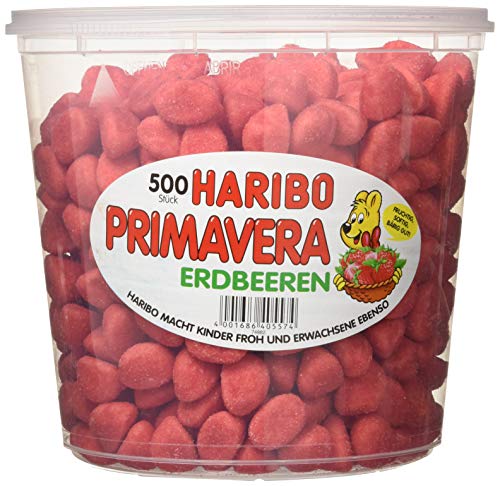 Haribo Erdbeeren Primavera 6 x 500 Stück in Rundddosen, je 1150g von HARIBO