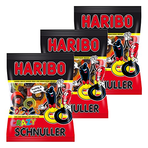 Haribo Crazy Schnuller, 3er Set, Lakritz, Fruchtgummi, Weingummi, Gummibärchen, Im Beutel, 600 g Haribo Crazy Schnuller, 3er Set, Lakritz, Fruchtgummi, Weingummi, Gummibärchen, Im Beutel, 600 g von HARIBO