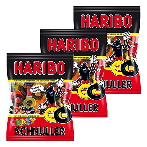 Haribo Crazy Schnuller, 3er Set, Lakritz, Fruchtgummi, Weingummi, Gummibärchen, Im Beutel, 600 g von HARIBO