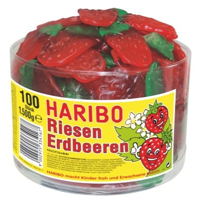 Haribo Dose 100er, Riesen-Erdbeeren von HARIBO