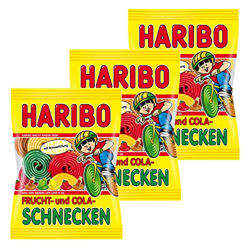 Haribo Frucht- und Cola Schnecken, 3er Pack, Gummibärchen, Weingummi, Fruchtgummi, Im Beutel, Tüte, 175 g Haribo Frucht- und Cola Schnecken, 3er Pack, Gummibärchen, Weingummi, Fruchtgummi, Im Beutel, Tüte, 175 g von HARIBO