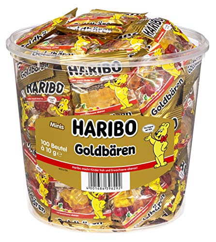 Haribo Goldbären 100 Minibeutel, 980 g Dose von HARIBO