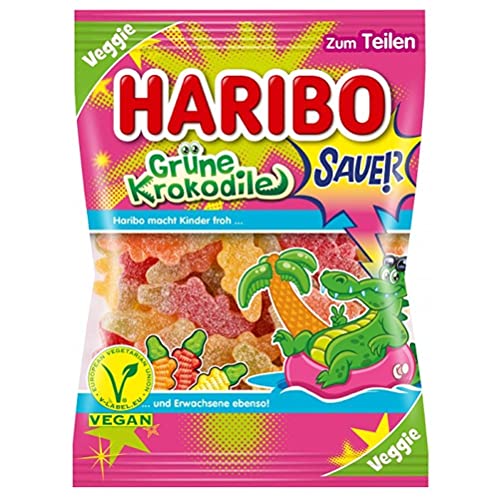 Haribo Grüne Krokodile Sauer, 1er Pack (1 x 200g) von HARIBO