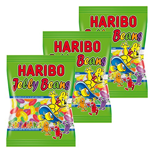 Haribo Jelly Beans, 3er Pack, Gummibärchen, Weingummi, Fruchtgummi, Im Beutel, Tüte, 175 g von HARIBO