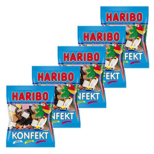 Haribo Konfekt, 5er Pack, Gummibärchen, Weingummi, Fruchtgummi, Im Beutel, Tüte von HARIBO