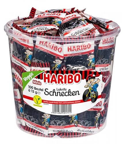 Haribo Lakritz Schnecken 100 Minibeutel, 2er Pack (2 x 1.27 kg) von HARIBO