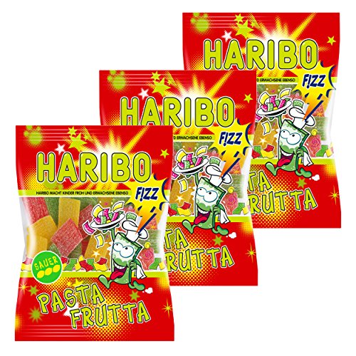 Haribo Pasta-Frutta Fizz, 3er Pack, Gummibärchen, Weingummi, Fruchtgummi, Im Beutel, Tüte, 175 g von HARIBO
