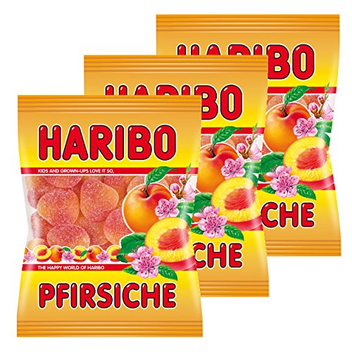 Haribo Pfirsiche, 3er Pack, Gummibärchen, Weingummi, Fruchtgummi, Im Beutel, Tüte von HARIBO