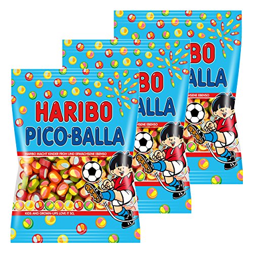Haribo Pico-Balla, 3er Pack, Picoballa, Fruchtgummi, Weingummi, Gummibärchen, Im Beutel, 175 g von HARIBO