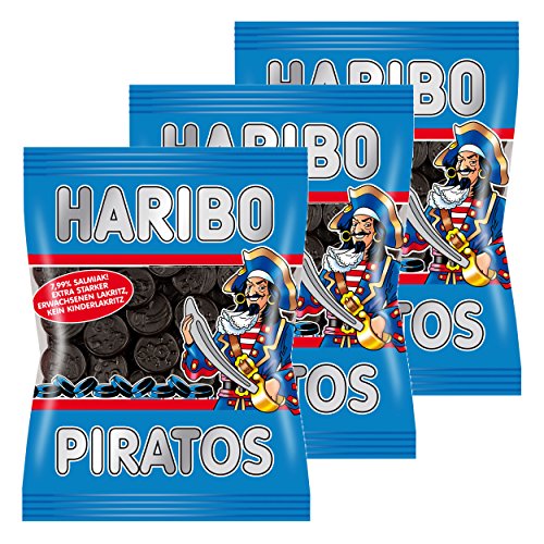 Haribo Piratos, 3er Pack, Lakrtitz, Lakrtitze Süßigkeit, Nascherei, Im Beutel, Tüte von HARIBO
