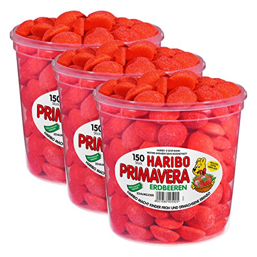 Haribo Primavera Erdbeeren Groß, 3er Pack, Fruchtiger Schaumzucker, Süßwaren, 300 Stück von HARIBO